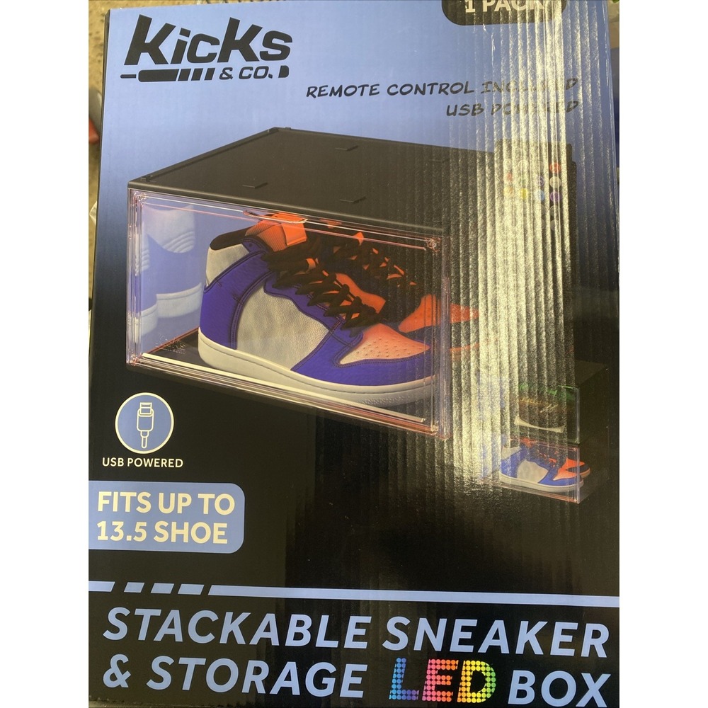Basketball Shoe Display Case LED‎ Stackable 1 Unit Magnetic Enclosure 14x10x8